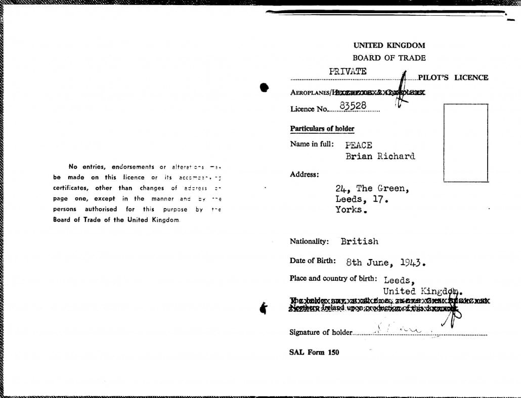 1969 Pilot's Licence